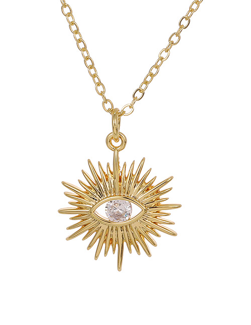 Fashion Golden Copper Inlaid Zircon Eye Necklace
