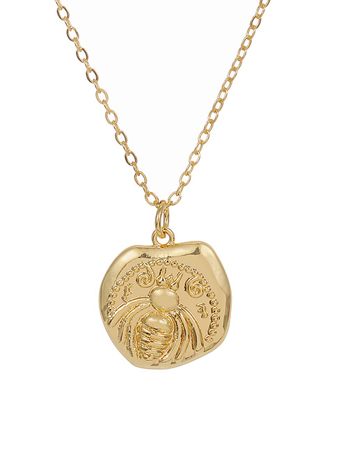 Fashion Golden Copper Inlaid Zircon Bee Necklace
