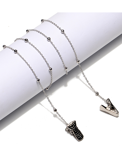 Fashion Silver Round Bead Chain Alligator Clip Glasses Chain