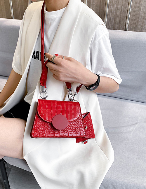 Fashion Red Stone Pattern Flap Shoulder Crossbody Bag