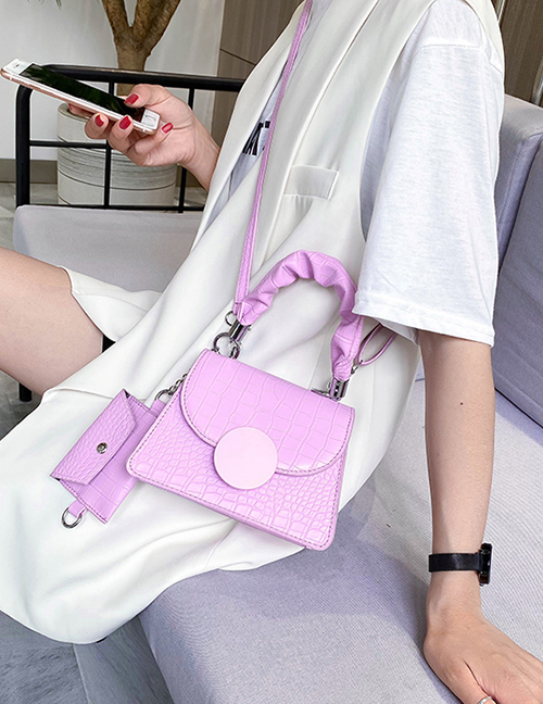 Fashion Purple Stone Pattern Flap Shoulder Crossbody Bag