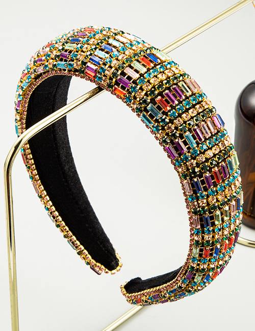 Fashion Color Velvet Diamond-studded Alloy Sponge Headband
