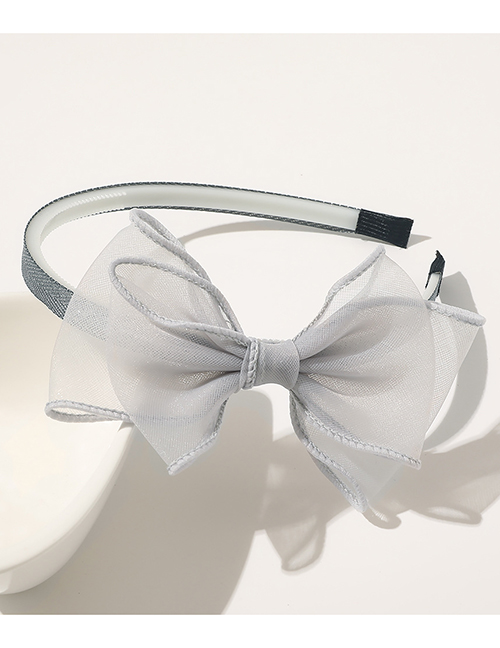 Fashion Pure Color-gray Net Yarn Polka Dot Double Neck Bowknot Childrens Headband