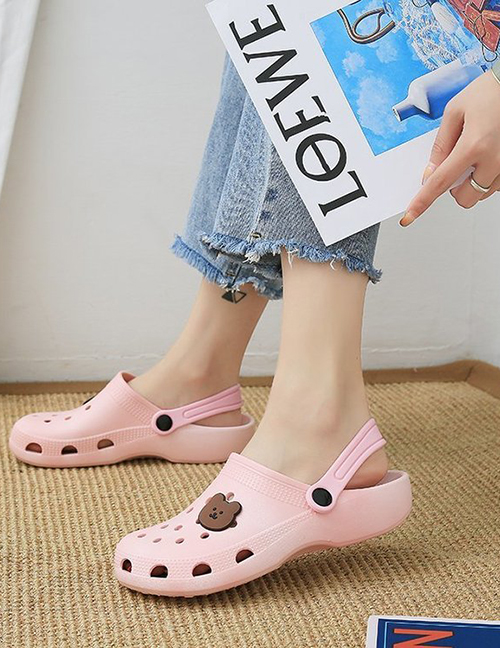 Fashion Pink Baotou Hollow Flat Shoes