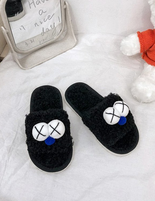 Fashion Black Lovely Big Eyes Sesame Street Warm Parent-child Couple Slippers