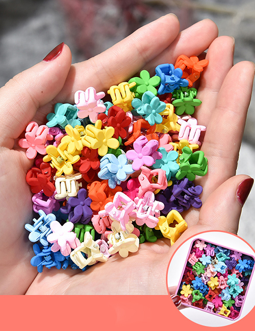 Fashion 100 Small Flower Clip Resin Geometrical Contrast Color Gripper