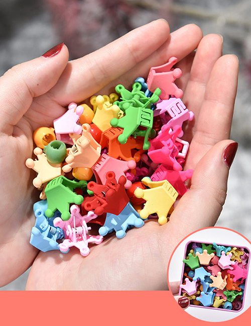 Fashion 25 Doudou Buckle Clips + 25 Crown Clipping Clips Resin Geometrical Contrast Color Gripper