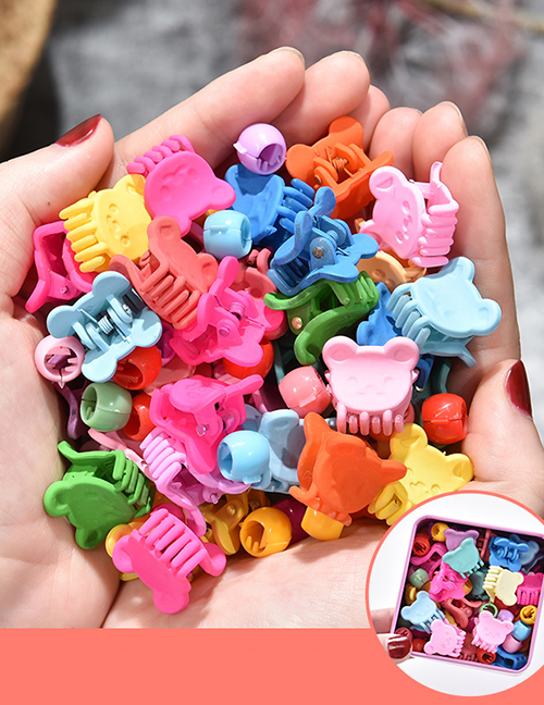 Fashion 25 Peas Buckle Clips + 25 Bear Gripping Clips Resin Geometrical Contrast Color Gripper