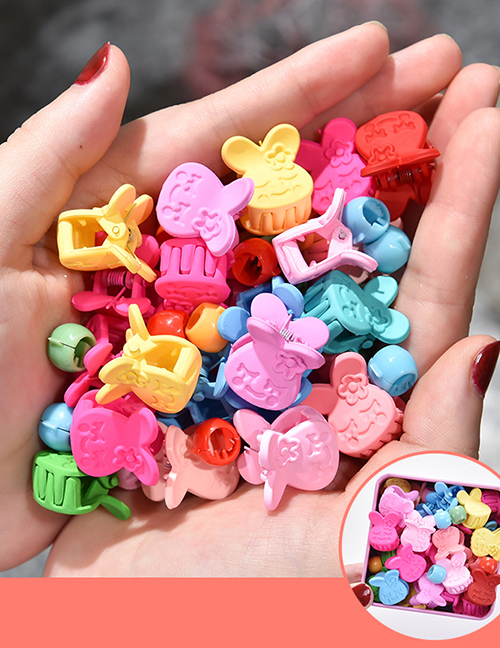 Fashion 25 Peas Buckle Clips + 25 Rabbit Catch Clips Resin Geometrical Contrast Color Gripper