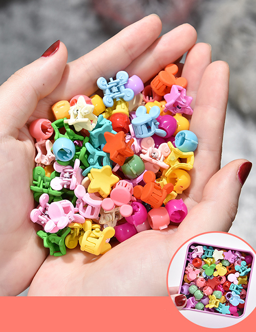 Fashion Doudou Buckle Clip 30 + Cute Mouse Star Catching Clip 30 Resin Geometrical Contrast Color Gripper