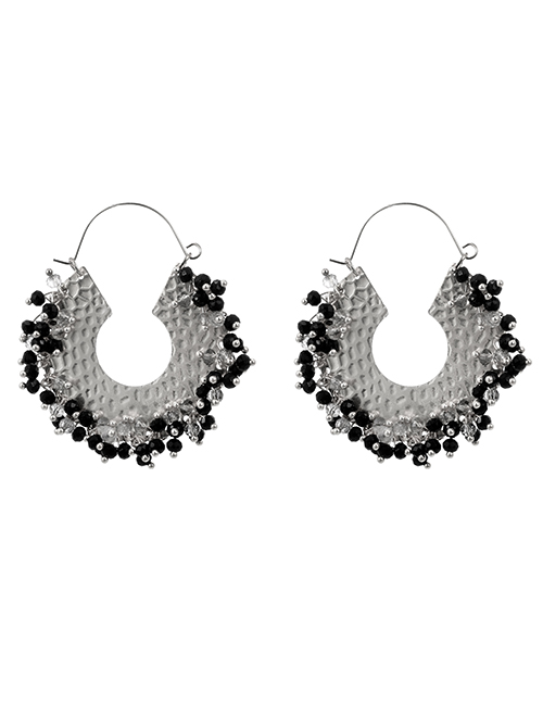 Fashion Silver Alloy Resin Beads Hollow U-shaped Earrings