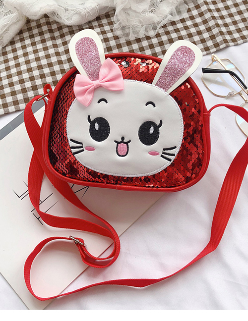 Fashion Red Sequined Rabbit Childrens One-shoulder Diagonal Bag