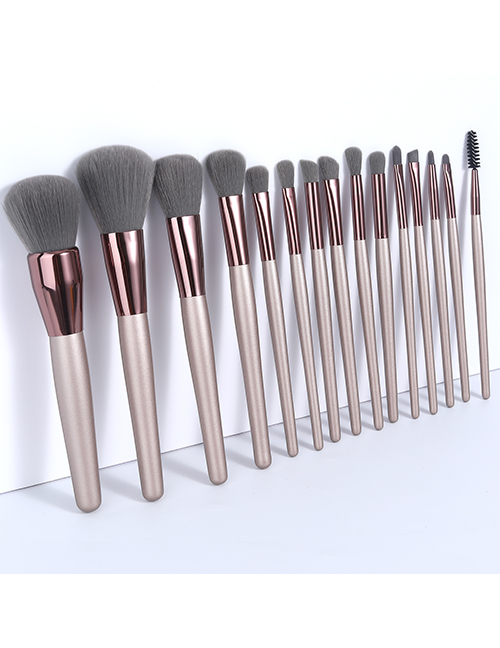 Fashion 15 Brown Wooden Handle Aluminum Tube Makeup Brush Set