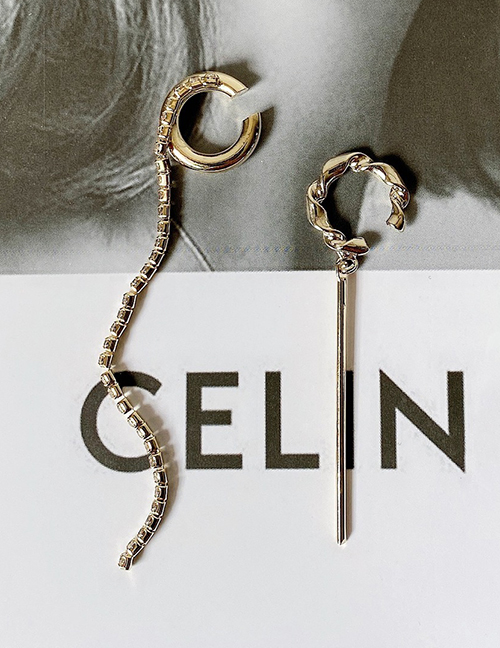 Fashion Golden Long Chain Asymmetrical Alloy Ear Clip