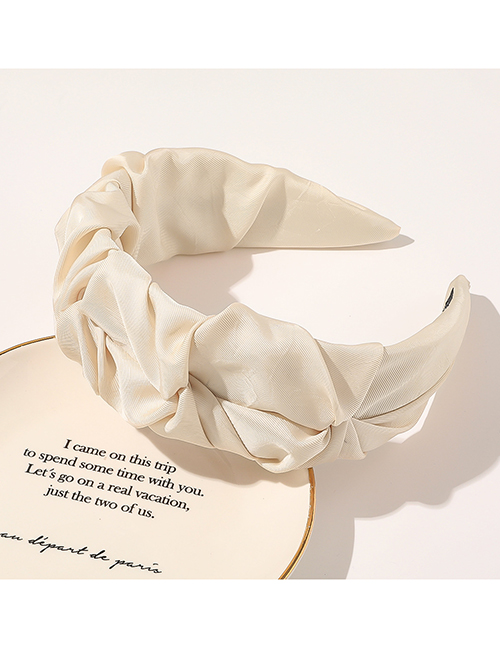 Fashion Folded Beige Pleated Fabric Striped Twist Broad-side Headband