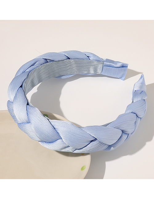 Fashion Twist Sky Blue Pleated Fabric Striped Twist Broad-side Headband