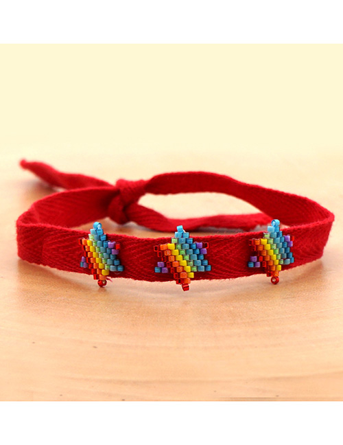 Fashion Five-pointed Star Mixed Color Ribbon Rice Beads Hand-woven Star Geometry Childrens Bracelet