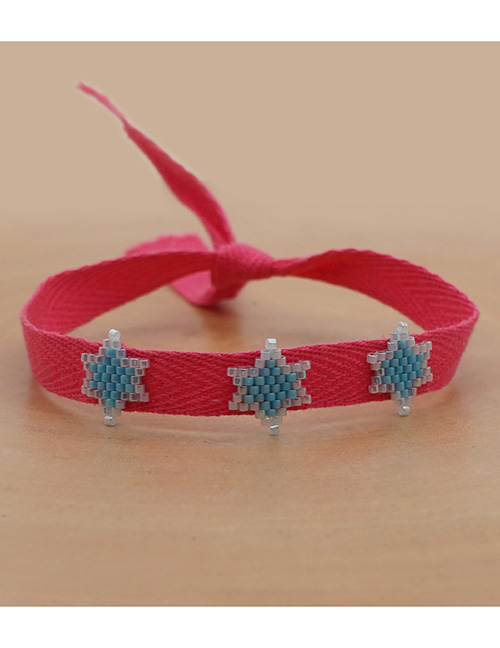 Fashion Pentagram Blue Ribbon Rice Beads Hand-woven Star Geometry Childrens Bracelet