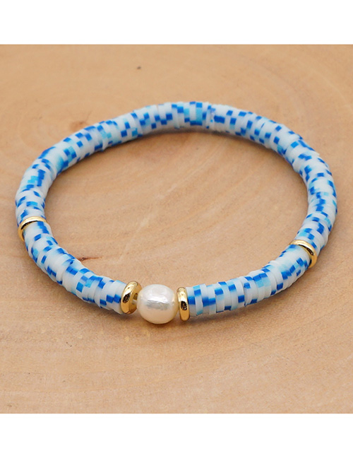 Fashion Royal Blue Natural Pearl Soft Ceramic Alloy Bracelet