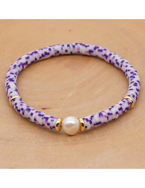 Fashion Purple Natural Pearl Soft Ceramic Alloy Bracelet