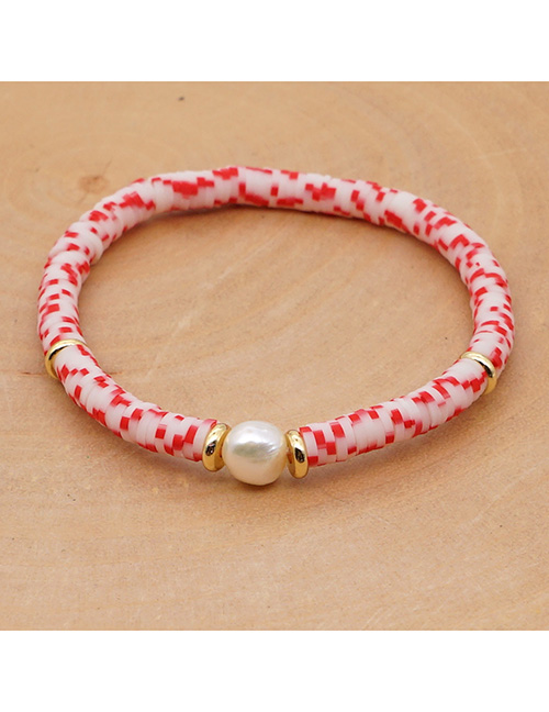 Fashion Red Natural Pearl Soft Ceramic Alloy Bracelet