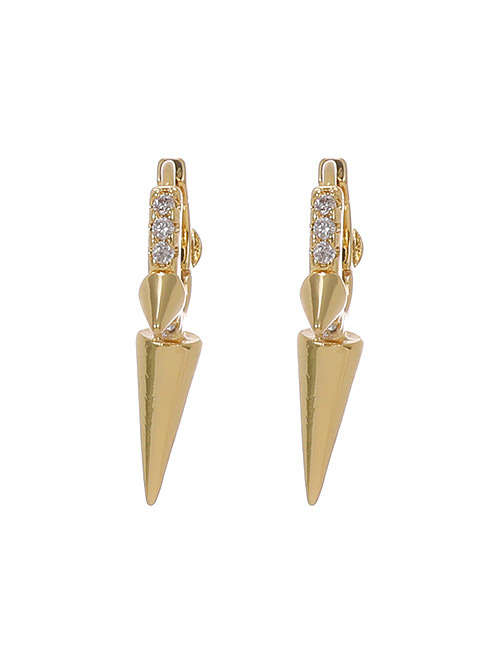 Fashion Golden Copper Inlaid Zircon Rivet Earrings