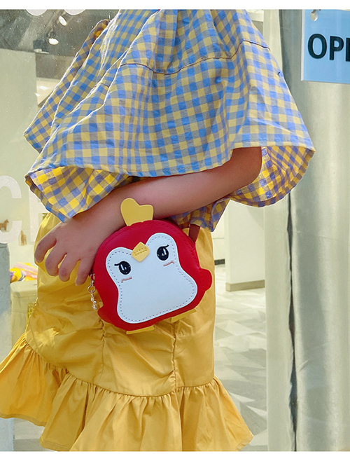Fashion Red Penguin Stitching Childrens Shoulder Messenger Bag