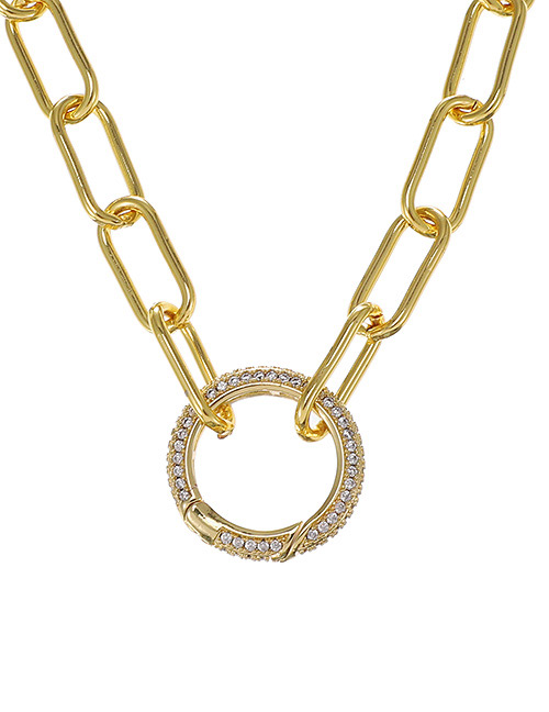 Fashion Golden Copper Inlaid Zircon Ring Necklace 50cm