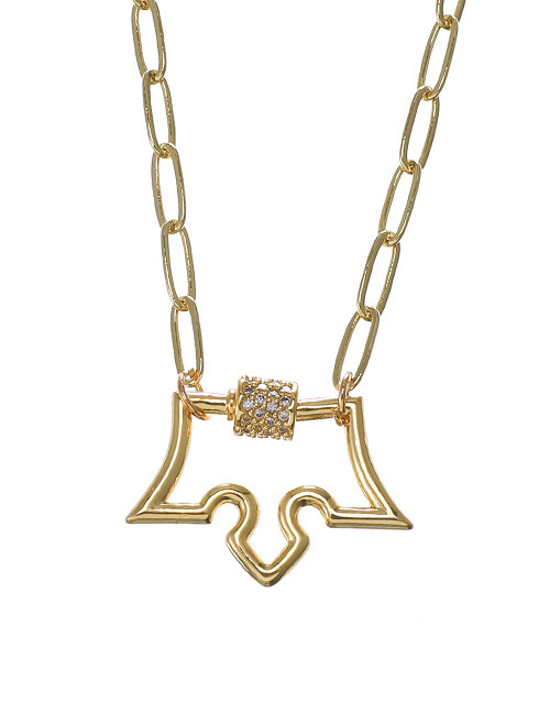 Fashion Golden Copper Inlaid Zircon Crown Necklace 60cm