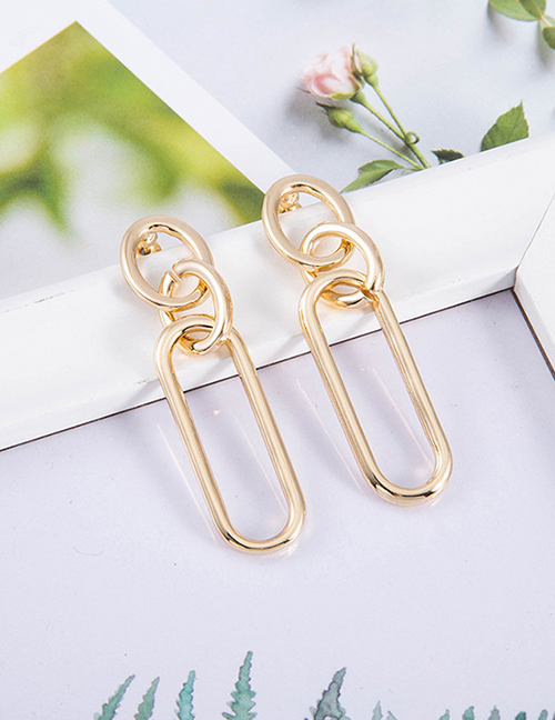 Fashion Golden Geometric Alloy Hollow Earrings