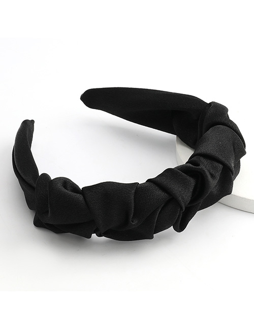 Fashion Black Solid Color Fabric Fabric Pleated Broad-side Headband