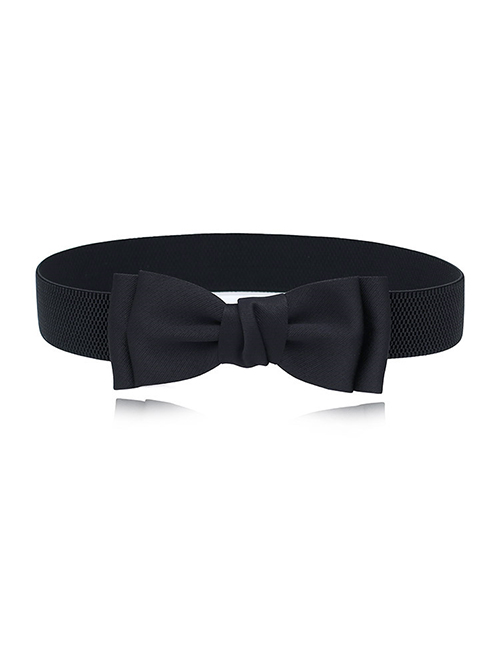 Fashion Black Elastic Elastic Bow Belt