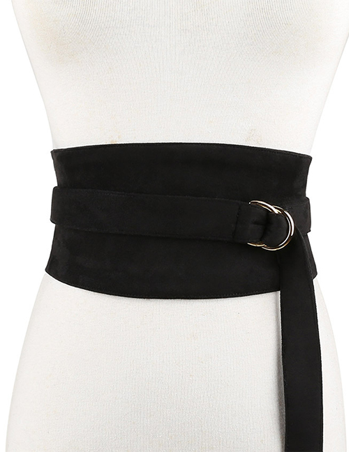 Fashion Black Velvet Cloth Widened Belt