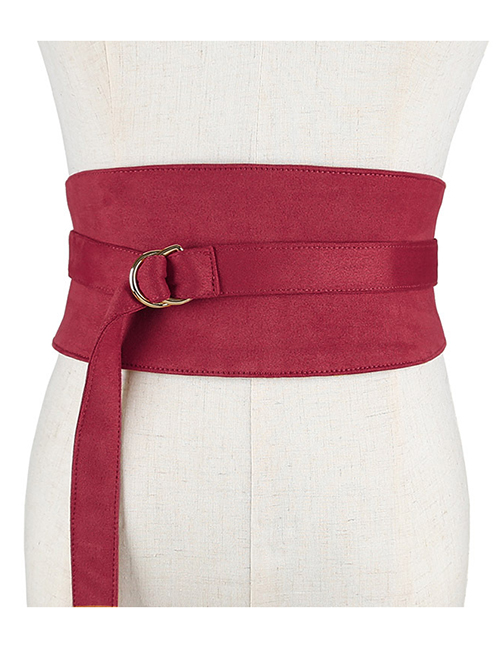 Fashion Red Wine Velvet Cloth Widened Belt