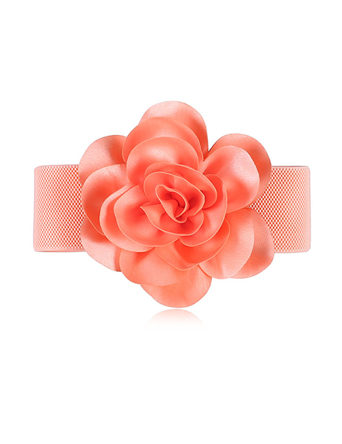 Fashion Pink Chiffon Flower Elastic Wide Belt