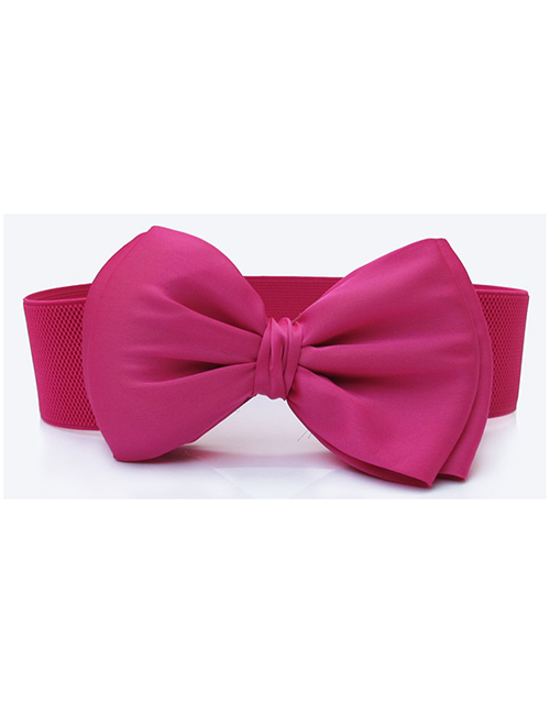 Fashion Rose Red Wide Elastic Belt With Big Bow