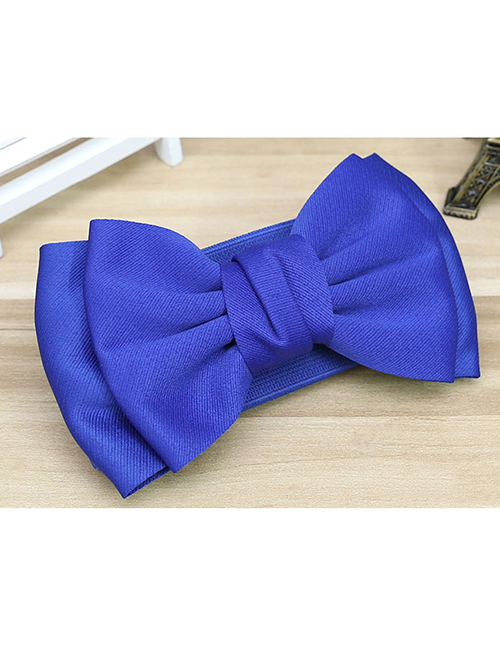 Fashion Blue Wide Elastic Belt With Bow