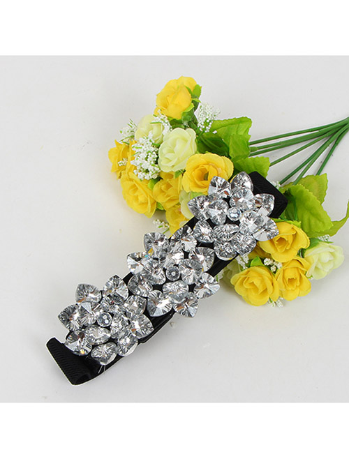 Fashion White Rhinestones Hand-stitched Rhinestone Flower Thin Belt