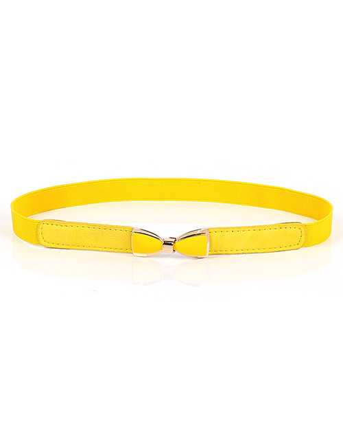 Fashion Yellow Bowknot Elastic Alloy Thin Belt