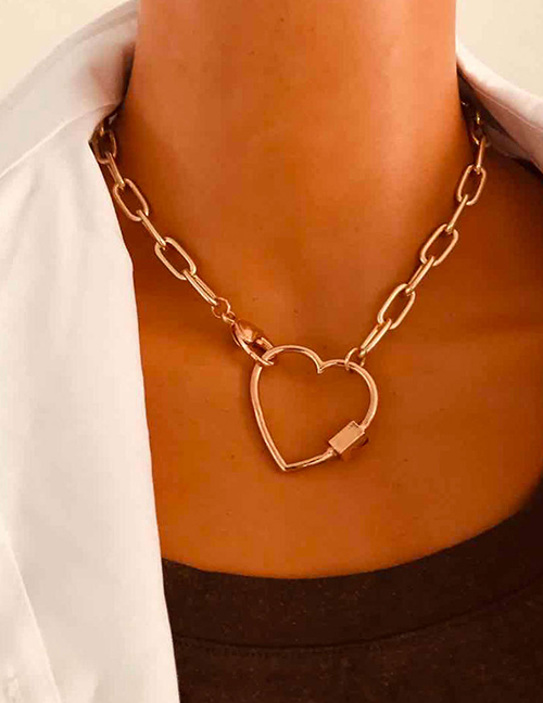 Fashion Golden Love Alloy Carabiner Necklace