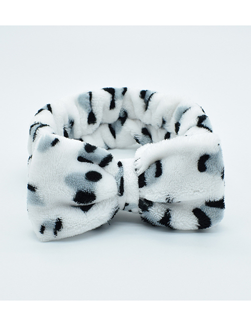 Fashion White Leopard Coral Velvet Bow Polka Dot Print Striped Elastic Headband