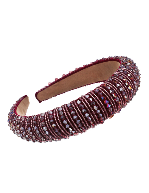 Fashion Red Wine Sponge Pearl Resin Beads Headband