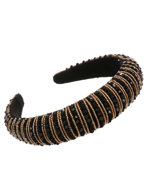 Fashion Black + champagne Sponge Pearl Resin Beads Headband