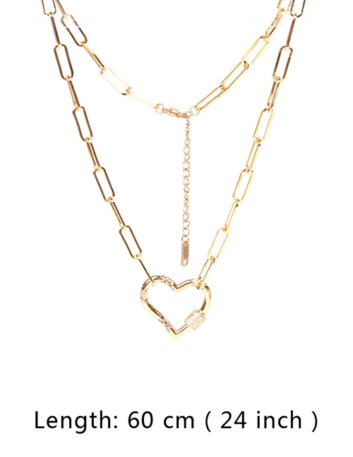 Fashion Irregular -60cm Copper Inlaid Zircon Heart Lock Pendant Thick Chain Necklace