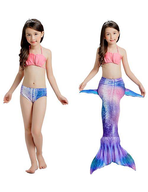 Fashion Random Pattern Mermaid Skirt Printed Shell Kids Mermaid Split Swimsuit