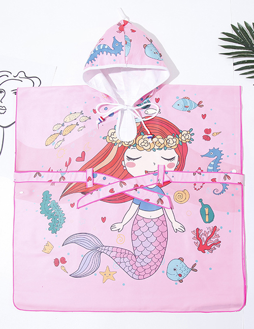 Fashion Pink Mermaid (with Belt) Childrens Hooded Cloak Microfiber Bath Towel