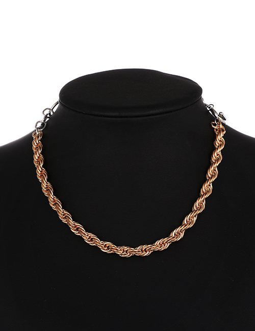 Fashion Golden Alloy Stitching Chain Necklace