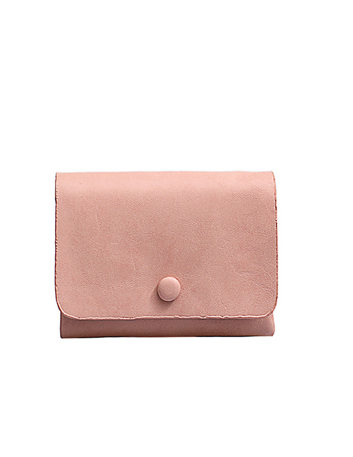 Fashion Pink Flap Solid Color Short Wallet