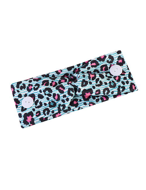 Fashion Light Blue Leopard Point Elastic Knotted Printed Wide-brimmed Button Elastic Headband