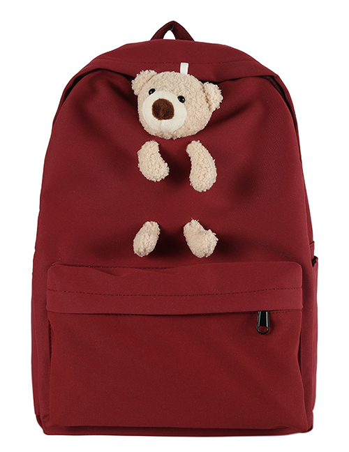 Fashion Red Doll Bear Oxford Backpack